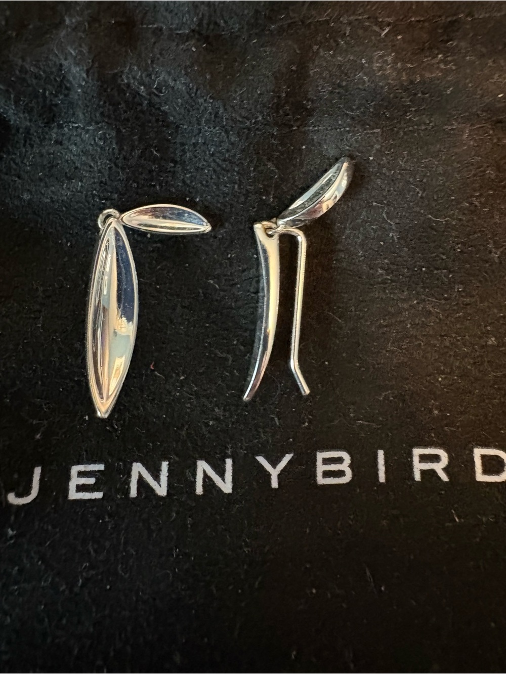 Jenny Bird Silver Studio Leaf Drop Earrings